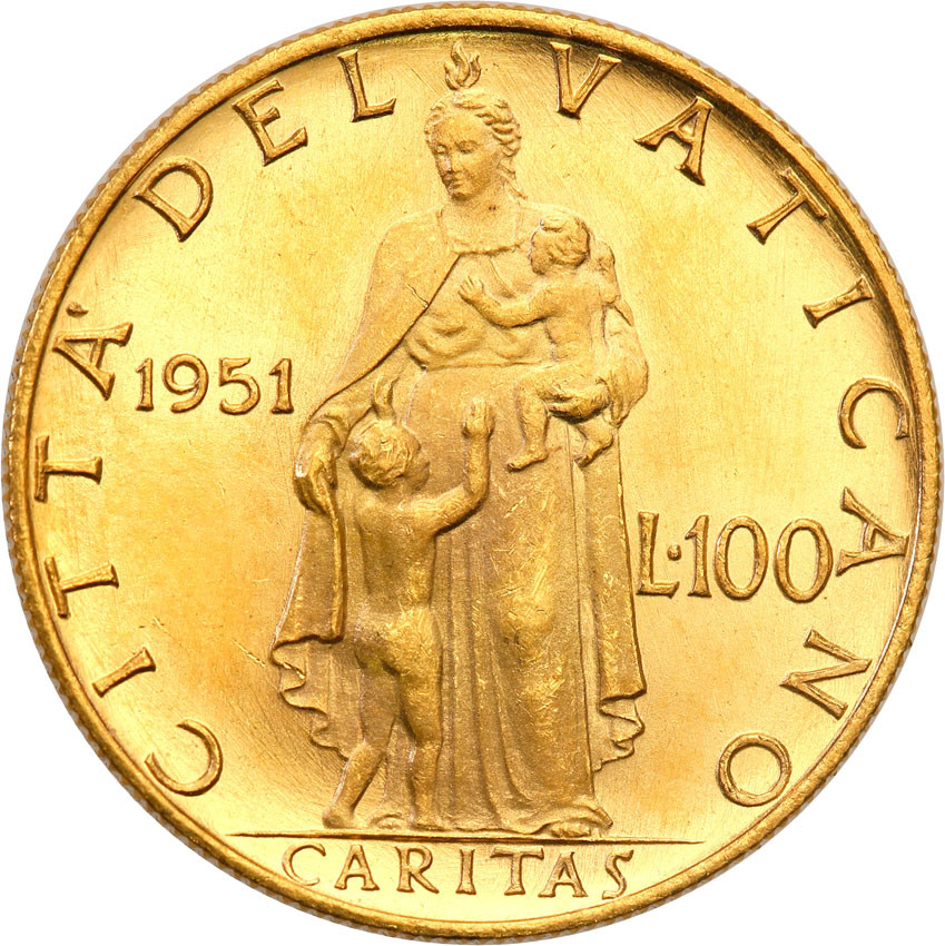 Watykan. Pius XII (1939-1958). 100 Lirów 1951
